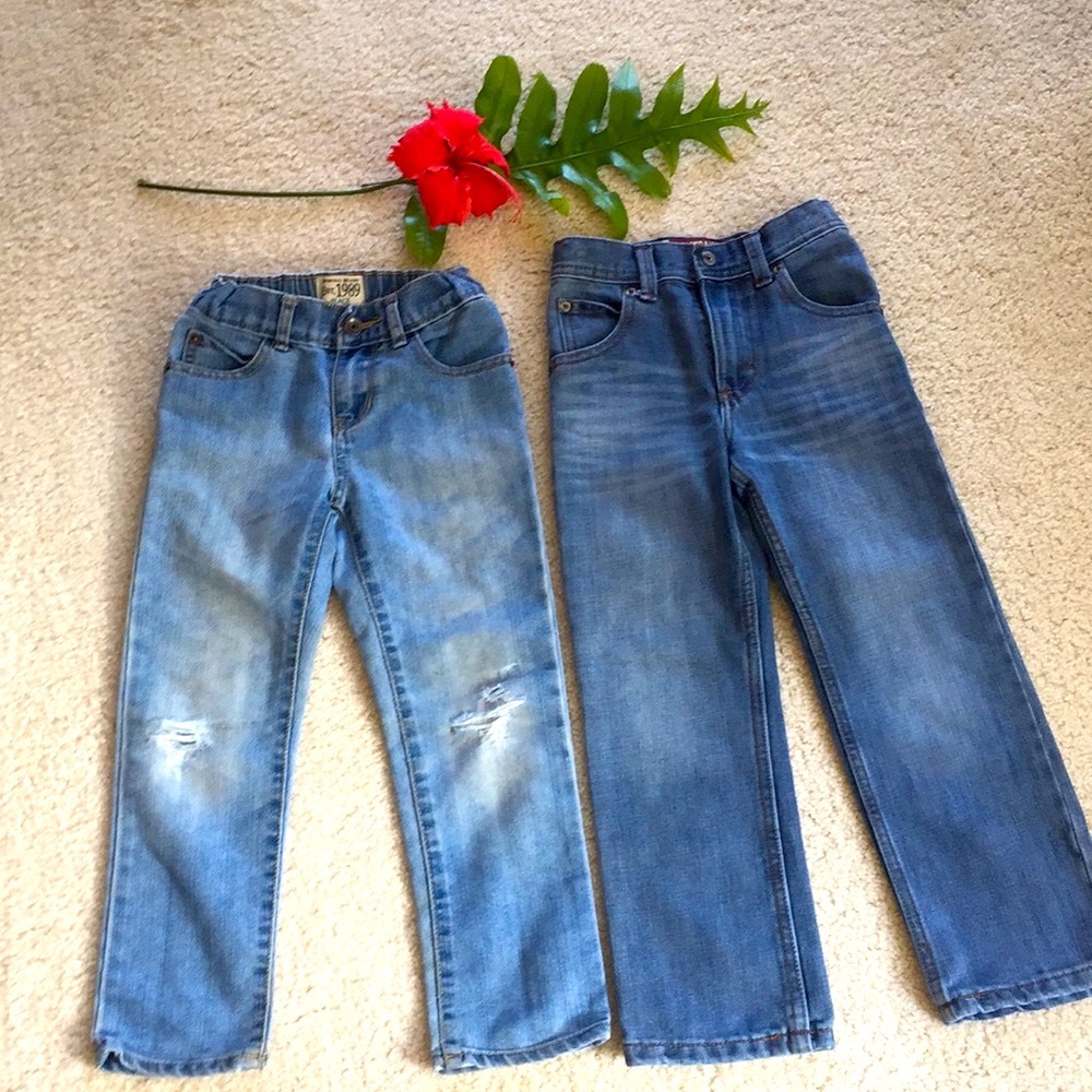 LEE JEANS and 1989 Place Two PAIRS GIRLS ADJUSTABLE JEANS SZ 5 SLIM